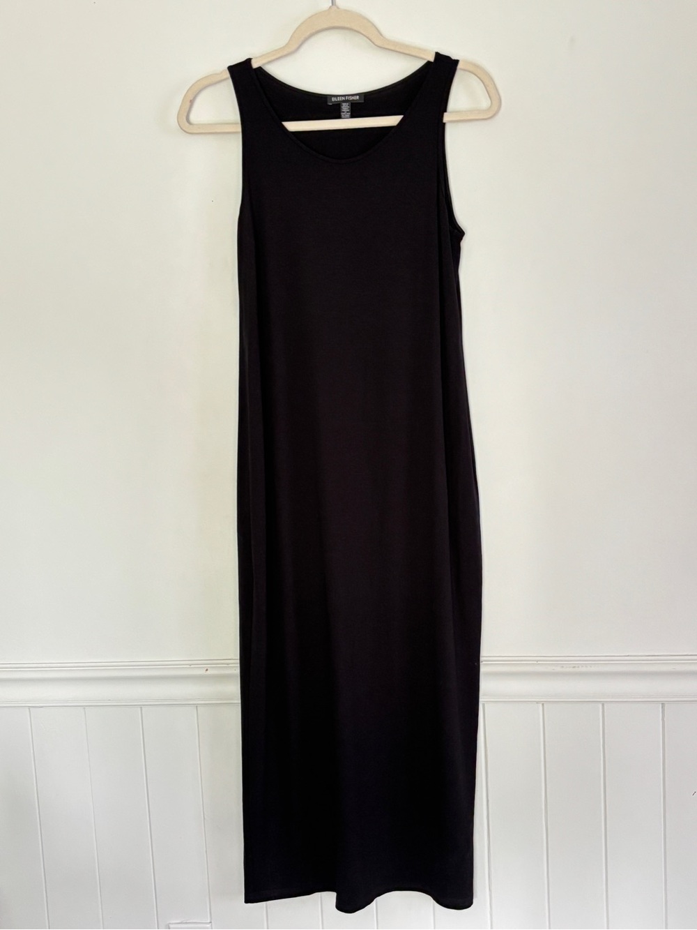 Eileen Fisher Black Sleeveless Tank Maxi Dress Size Small Classic Minimalist B99